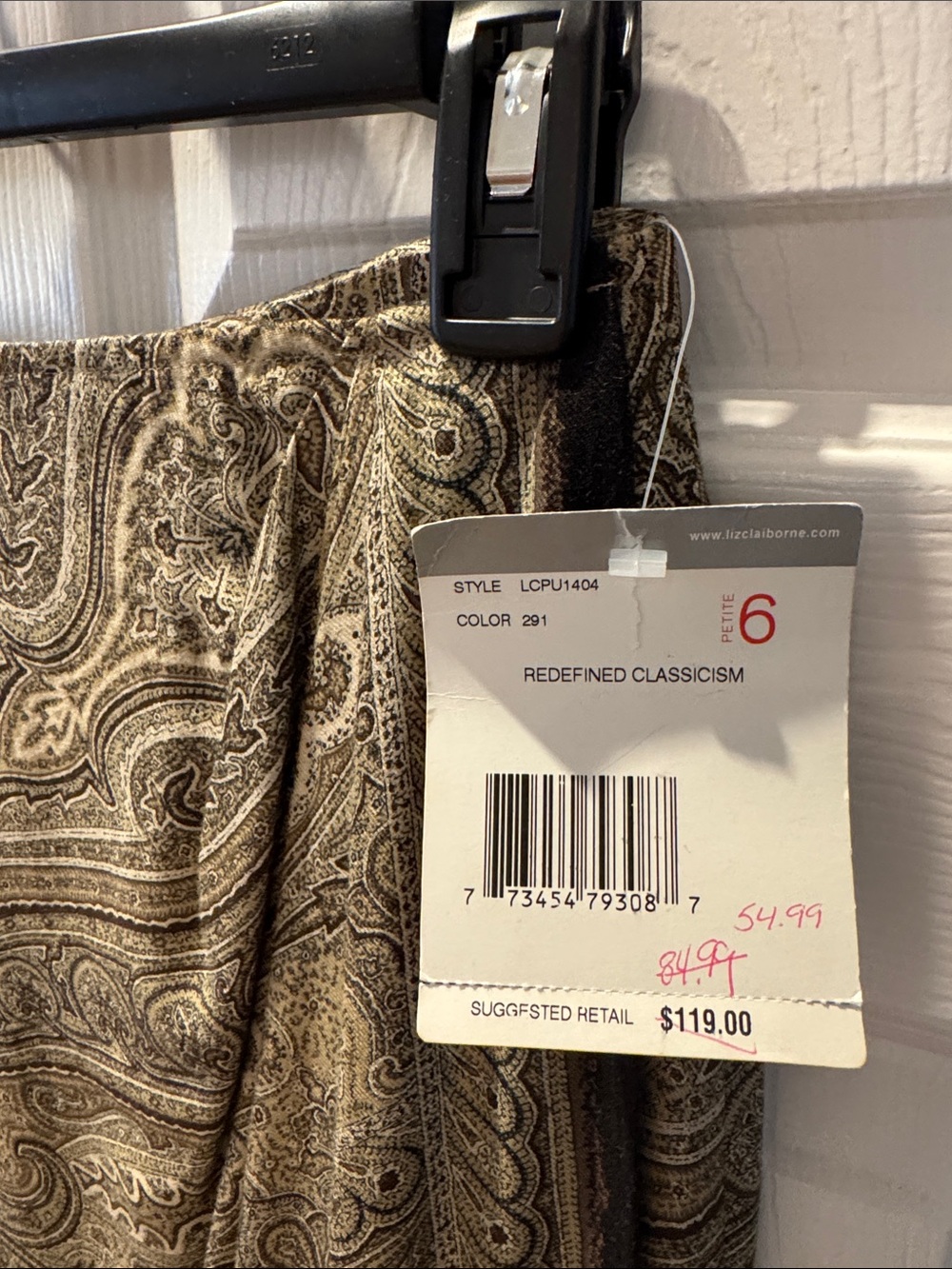 Liz Claiborne Paisley Blouse and skirt in Taupe and Black - Picture 5 of 5